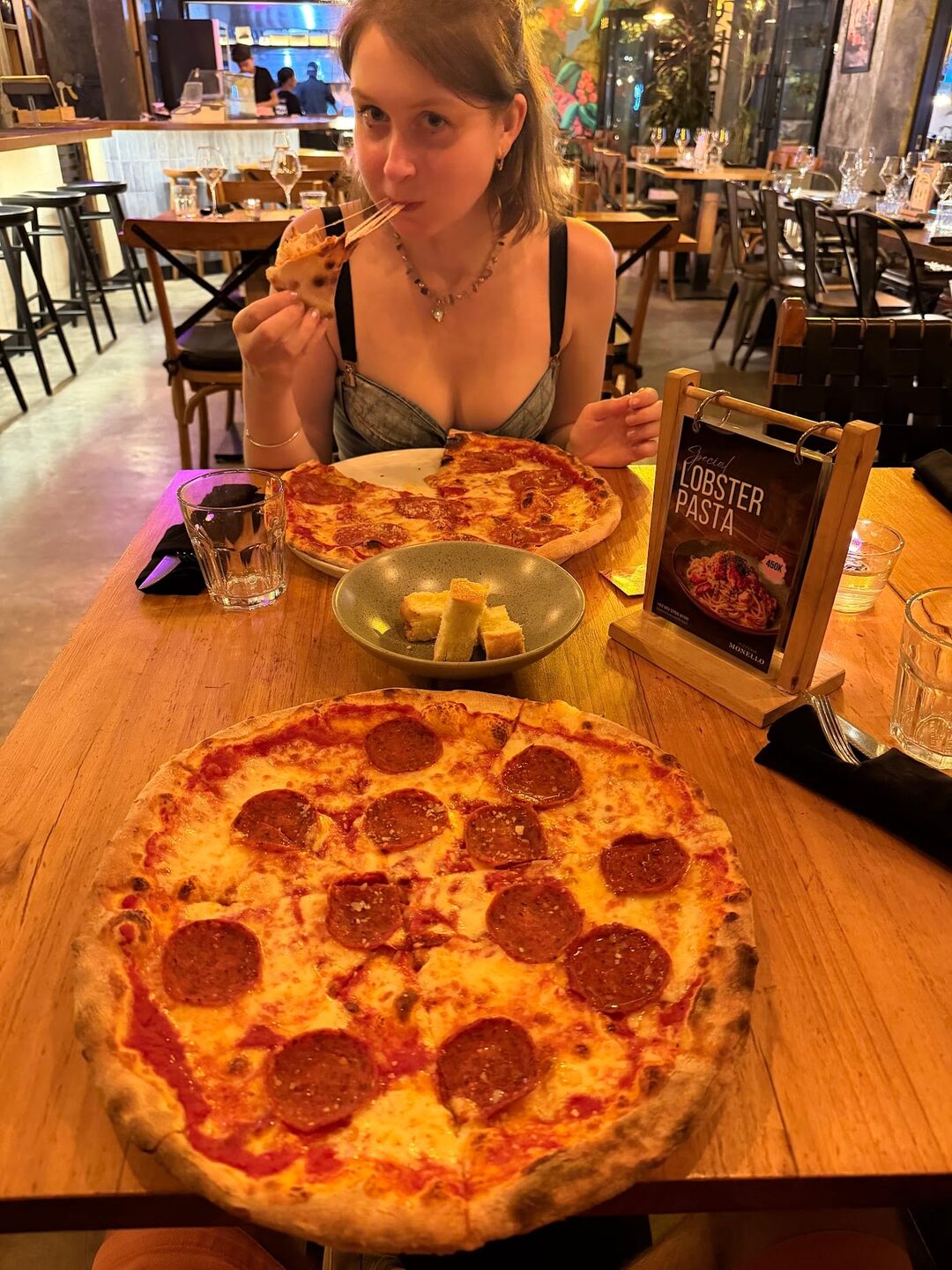 Woodfire pizza, fresh pasta, finished at your table